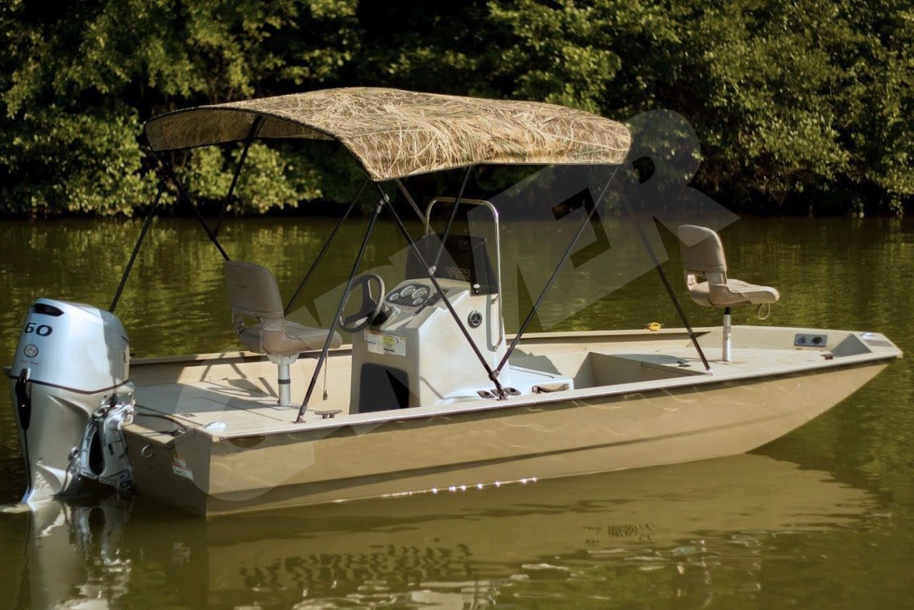 Camouflage Bimini Top With Black Frame COMPLETE COVER KIT (8' Long 54  High) - Ameri-Brand Outlet